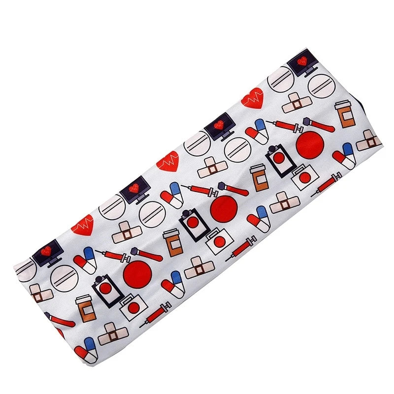 Medical Headband For Girl Buttons Hairbands Women Hair Band Printed Bandanas cute Headband Sweat -absorbing Turbans Elastic