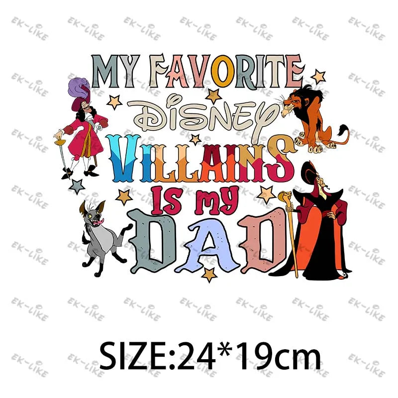 Dad Squad King Lion Toy Story Mickey Stitch Happy Father's Day Iron on Picture on Clothes Strong viscosity Diy Craft