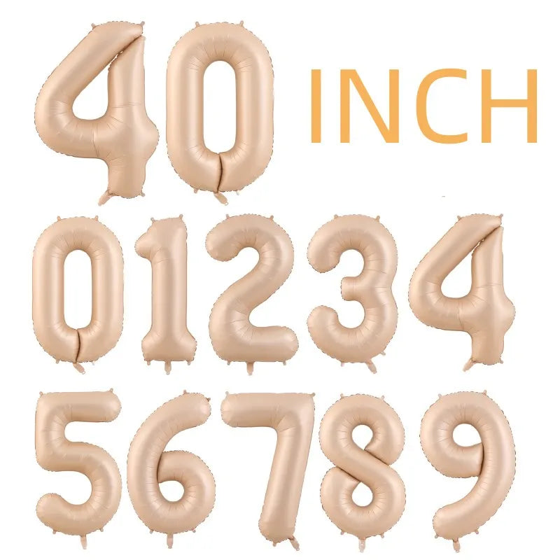 32/40Inch Cream Color Number Balloons 1-9 Large Digital Foil Helium Ball Girl Kids Adult Happy Birthday Party Decoration Wedding