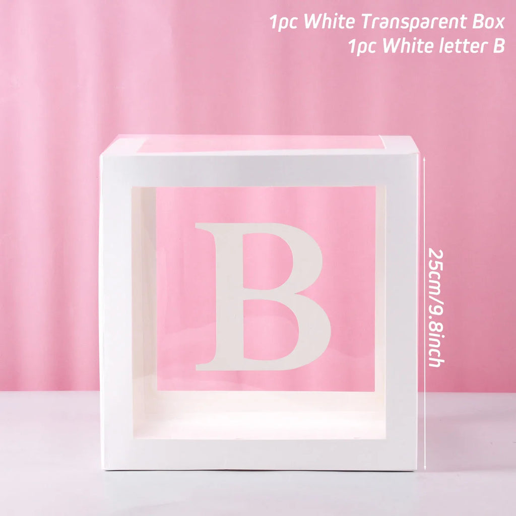 Transparent Baby Shower Box Boy Girl Birthday Decor 1st One First Birthday Wedding Party Decor Christening Babyshower Supplies