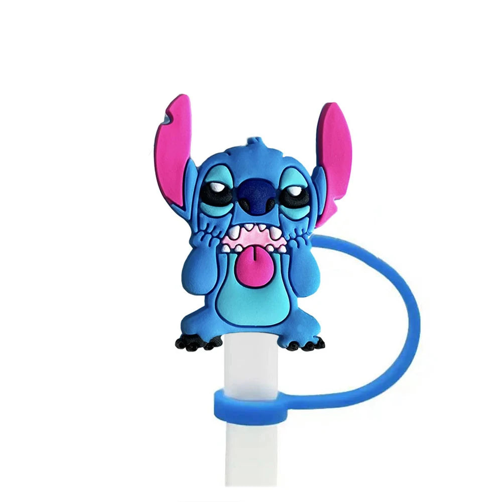 Cute Stitch Cartoon Silicone Straw Covers For Water Glass Bottle Drinking Dust Cap Straw Tips Cover Cup Accessories For 10mm