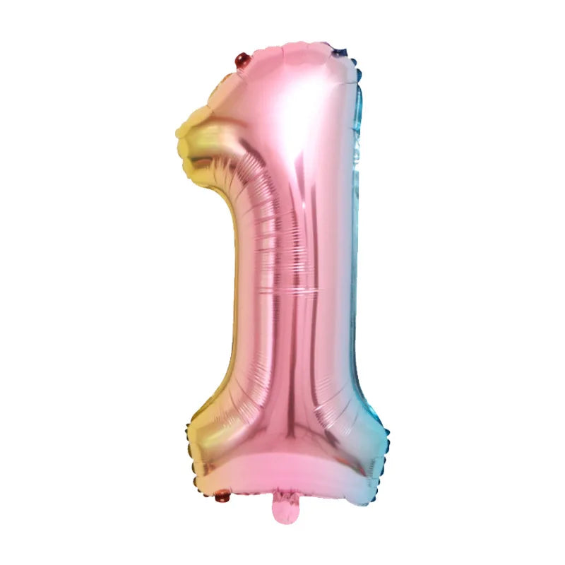 Unicorn Balloon 32inch Number Foil Balloon Set Birthday Party Decor Kids Unicorn Disposable Tableware Baby Shower Party Supplies