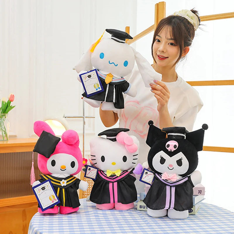 25cm Sanrio Stitch Hello Kitty Graduation Plush Toys Pochacco Soft Tuffed Animals Christmas Birthday Christmas Graduation Gifts