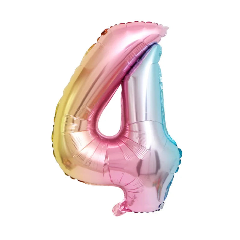 Unicorn Balloon 32inch Number Foil Balloon Set Birthday Party Decor Kids Unicorn Disposable Tableware Baby Shower Party Supplies