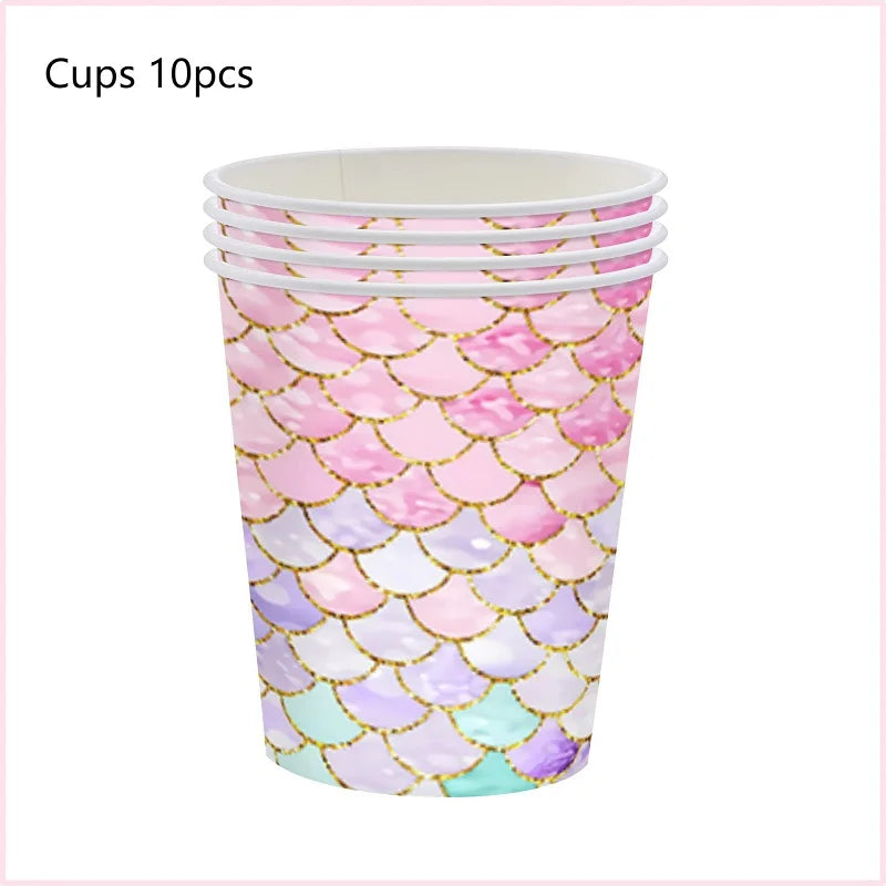 Mermaid Birthday Party Decorations Balloon Tableware Tablecloth Hanging Banner Party Decorations For Child Favors Supplies Kit