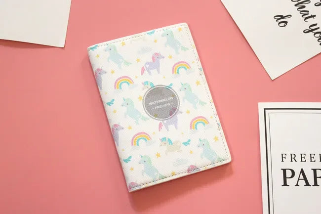 Lovely unicorn girl travel abroad passport bag protective cover waterproof  credit card holder minimalist wallet card wallet