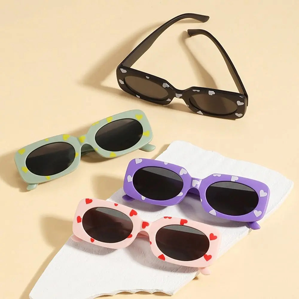 UV400 Heart Print Children Sunglasses Cute 2-8 Years Sun Protection Eyewear Kids Rectangular Sun Glasses