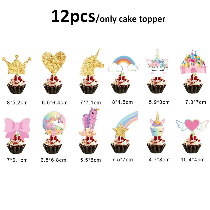 Unicorn Decoration For Birthday Girl Happy Birthday Unicorn Them Deco Kit Tableware Background Banner Balloons Supplies For Kids