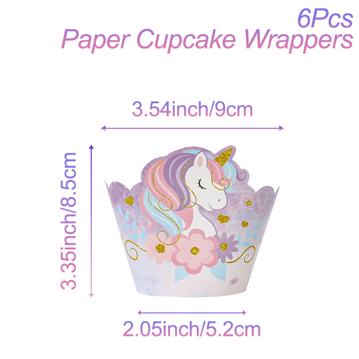 6pcs Rainbow Unicorn Cupcake Wrappers Cake Container Unicorn Birthday Party Cake Decorations Baby Shower Unicorn Party Supplies
