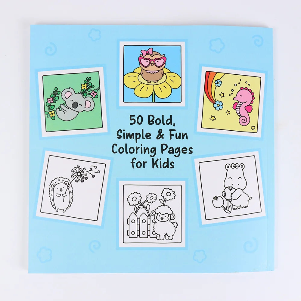 A bold and simple coloring book with bright and beautiful animals and flowers, a relaxing and relaxing coloring book for adults