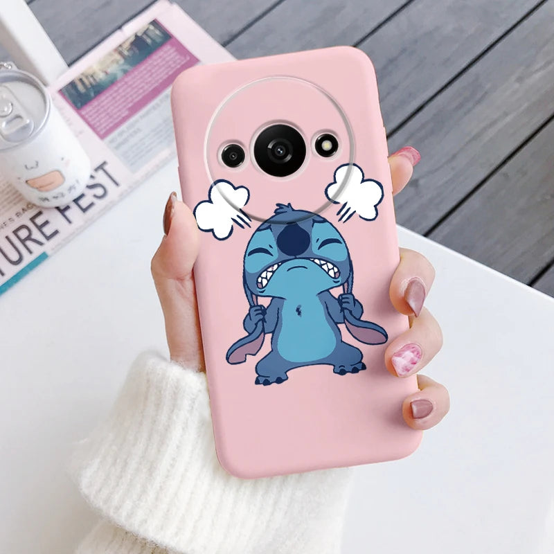 For Redmi A3 Phone Case Soft Silicone Shockproof Super cute Stitch Love?Cover For Xiaomi Redmi A3 Shell RedmiA3 A 3 Bumper Shell