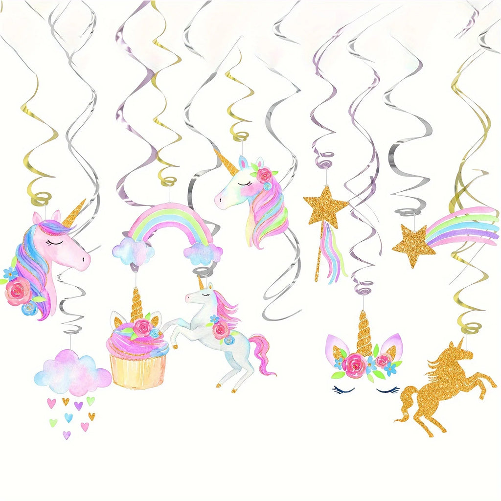 Magical Unicorn Swirl Decorations - Perfect For Birthday Parties, Weddings & More - Durable Plastic Princess Theme Party Supplie