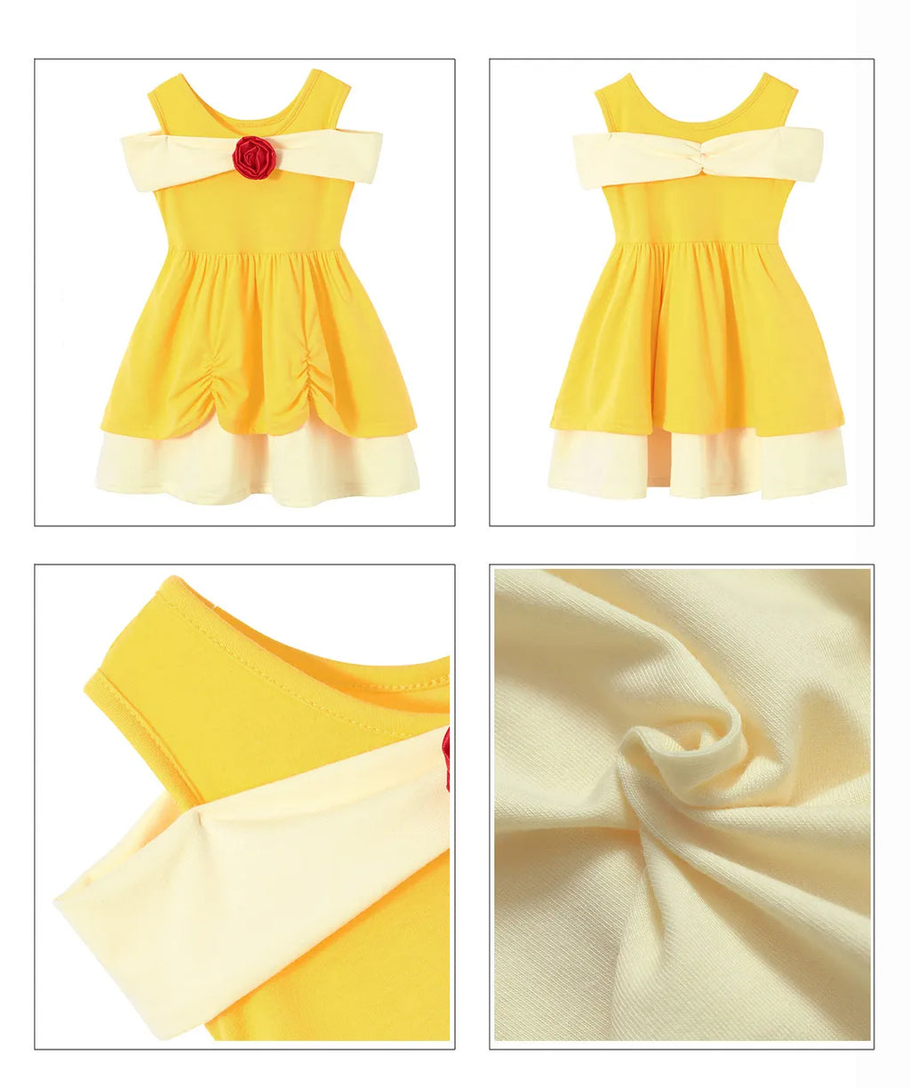 Elsa Anna Dress for Girl Birthday Party Cosplay Rapunzel Mermaid Ariel Cinderella Princess Costume Kid Summer Casual Clothes