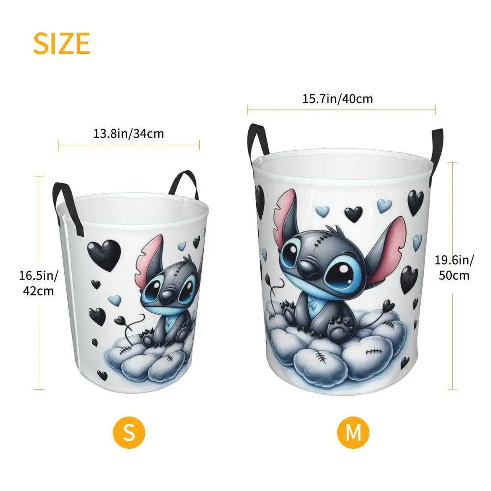 Customized SLilo And Stitch Cartoon Laundry Hamper Large Storage Basket Anime Kids Nursery Toy Organizer