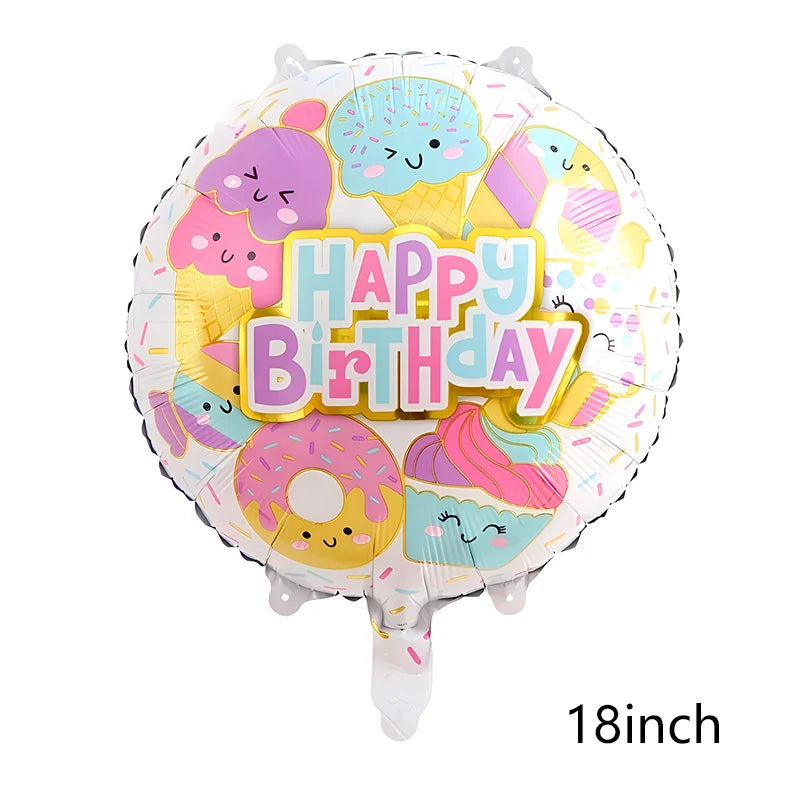 Ice Cream Candy Dessert Cartoon Foil Balloons Boys Girls Birthday Party Candy Bar Food Theme Decoration Kids Toy Helium Ballon