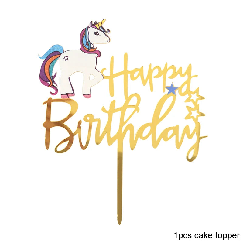 Unicorn Party Happy Birthday Paper Banner Hanging Garland Flag Unicorn Theme Kids 1st Birthday Party Decorations Baby Shower