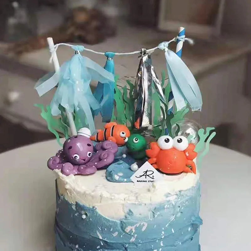 Birthday Cake Decor Mermaid Starfish Shell Cake Topper Fish Topper Under The Sea Cake Topper Ocean Theme Birthday Party Supplies