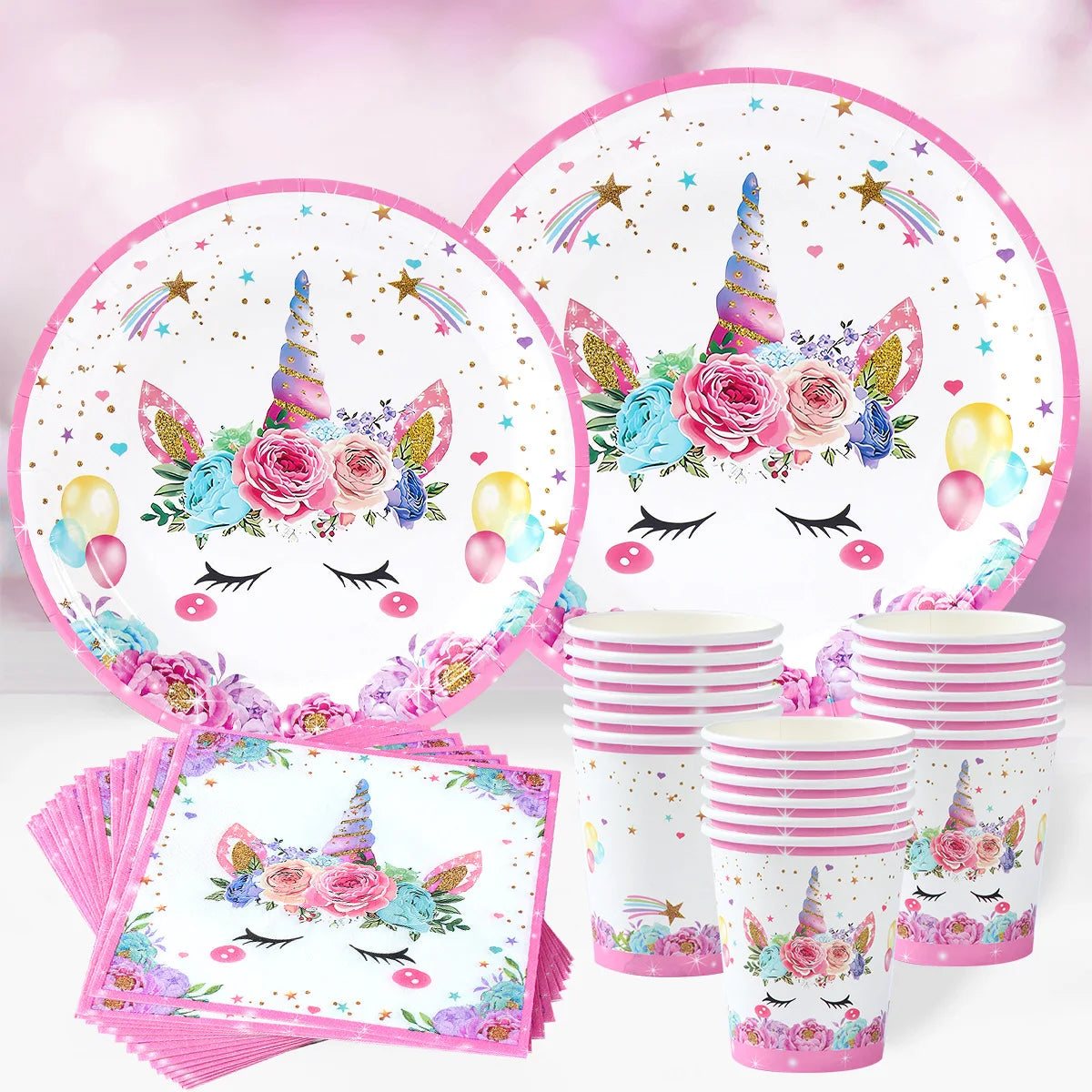 Unicorn Party Decoration Disposable Tableware Unicorn Birthday Party Decorations Kids Baby Shower Girl Birthday Party Supplies