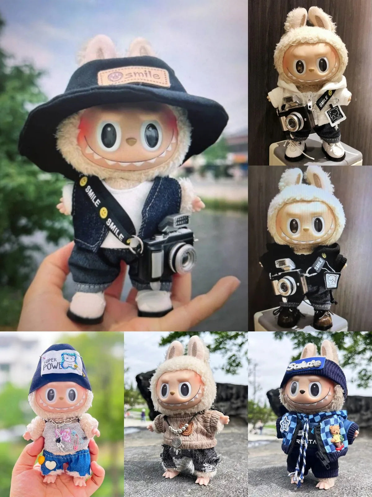 17cm Cute Mini Labubu Clothes Plush Hoodie Idol Dolls Jumpsuit Clothing Fans Overalls No Doll Accessories for Korea Kpop Exo