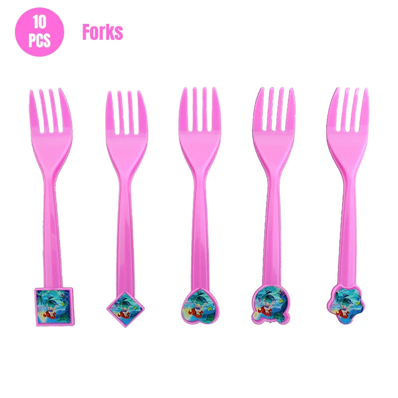 Mermaid Ariel Princess Birthday Party Decorations Disposable Tableware Plate Straw Cup Balloons Baby Shower Party Supplies
