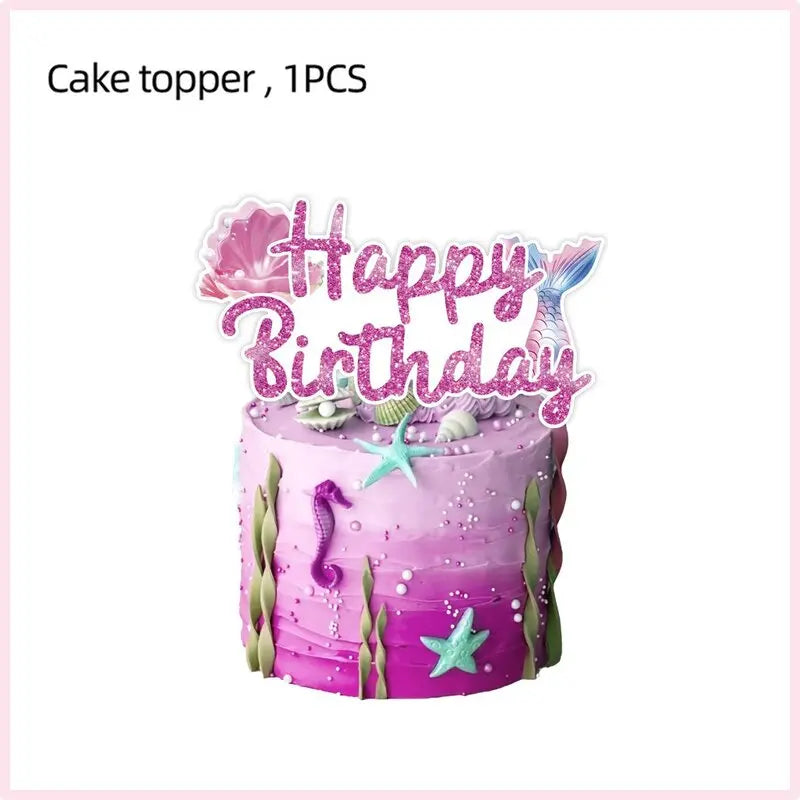 Mermaid Birthday Party Decorations Balloon Tableware Tablecloth Hanging Banner Party Decorations For Child Favors Supplies Kit