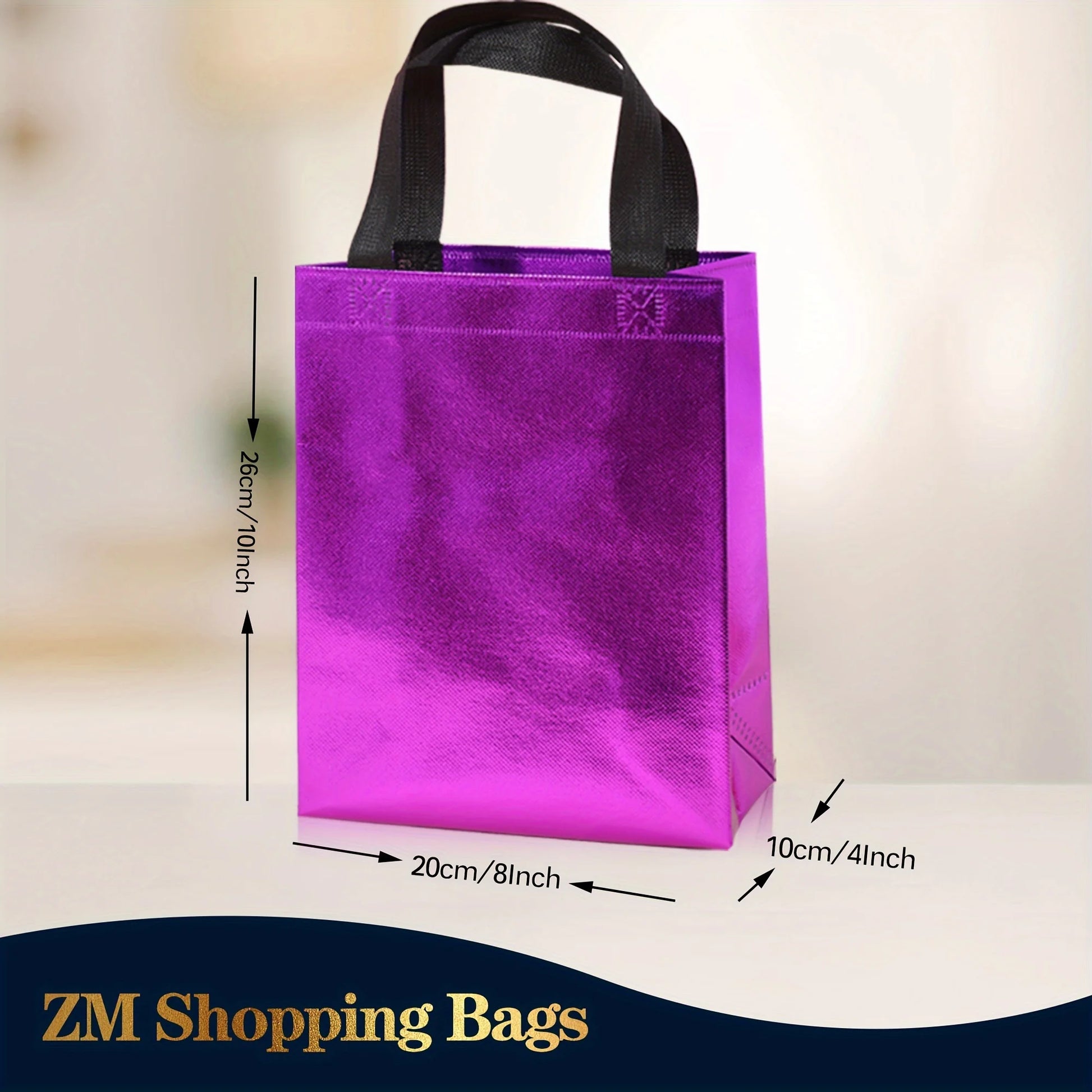 Vibrant 10-Pack Gradient Tote Bags - Laminated, Waterproof - Perfect for Parties, Shopping, and Christmas Party Gifts Packing