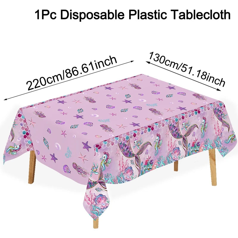 Mermaid Iridescence Plastic Tablecloths,Mermaid Laser Table Cloths for Girls Birthday Wedding Disco Mermaid Themed Party Decor