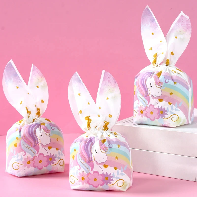 Rainbow Unicorn Handbag Candy Bag Happy 1st Birthday Party Decorations Kids Favors Gift Unicorn Box Baby Shower Girls Supplies