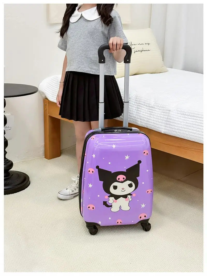 New 18-Inch Suitcase Kawaii Kuromi Kids Trolley Case Student Cartoon Luggage Girls Travel Portable Boarding Case Kids Toys Gift
