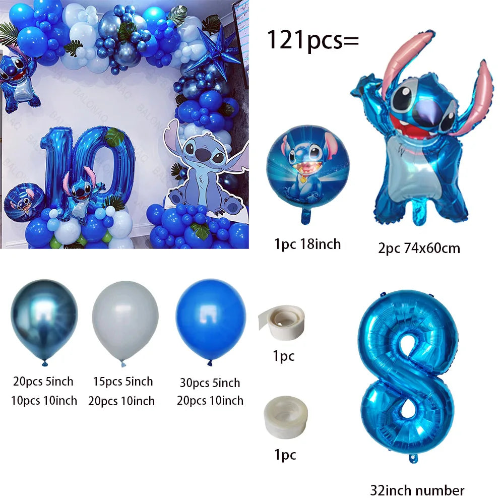 1set Lilo Stitch Arch Kit Garland Foil Helium Balloon Baby Shower Birthday Theme Party Decorations Inflatable Toys Air Globos