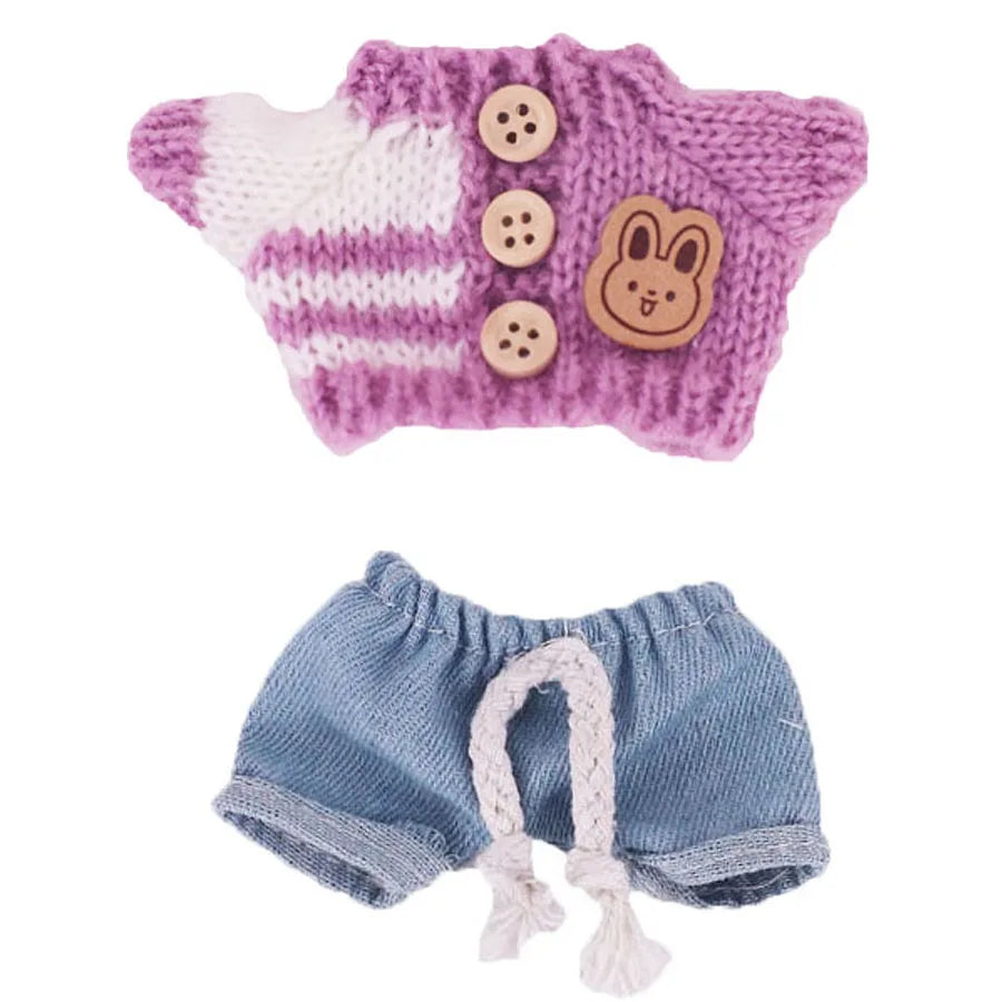 Doll Sweater Pants Shoes set For labubu Clothes 17 cm Doll Accessories,Toys For Girls,Christmas Festival Birthday Present