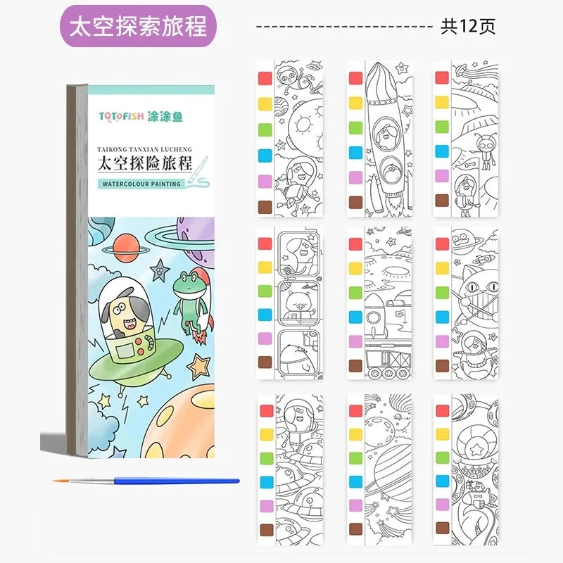 Children Coloring Books Arts Beginners Water Colour Paiting Note With Pigment Kindergarten Handicraft DIY Drawing Book Kid Gift
