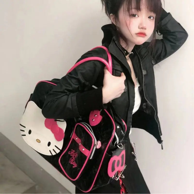 Hello Kitty Handbag Sanrio Travel Satchel Anime Kit Bag Sweetheart Hottie Y2K Girl Crossbody Pu High Capacity Bag Wholesale
