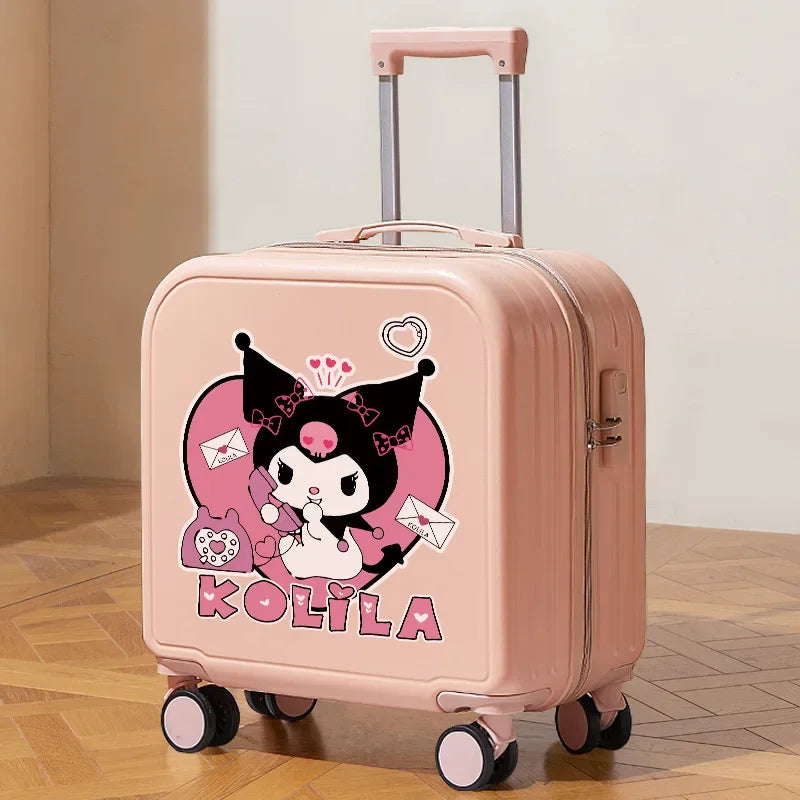 Sanrios Student Travel Cartoon 18 Inches Suitcase Cinnamoroll Girl Carry-On Suitcase Mute Universal Wheel Safety Password Lock