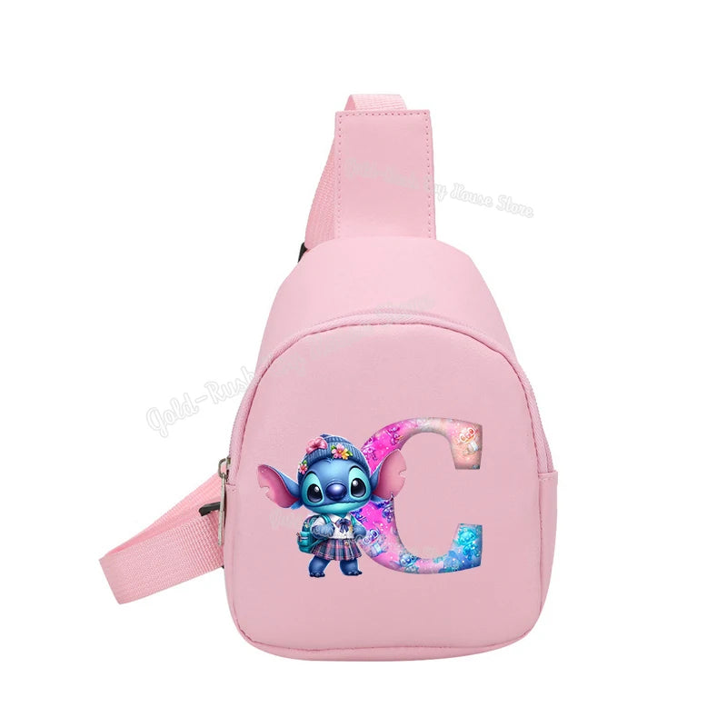 Cartoon Lilo&stitch Pu Chest Bag Mini Outdoor ShoulderBag Boy Girl Satchel Bags Costume Accessories Students Crossbady Bag Purse