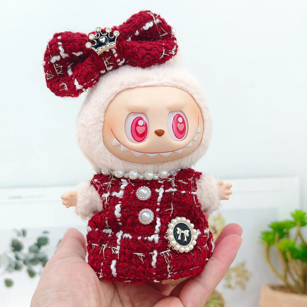 17cm Mini Plush Doll'S Clothes Outfit Accessories For Labubu V1 V2 Christmas Cookie Man Sweater Hat Clothing New Year Gift