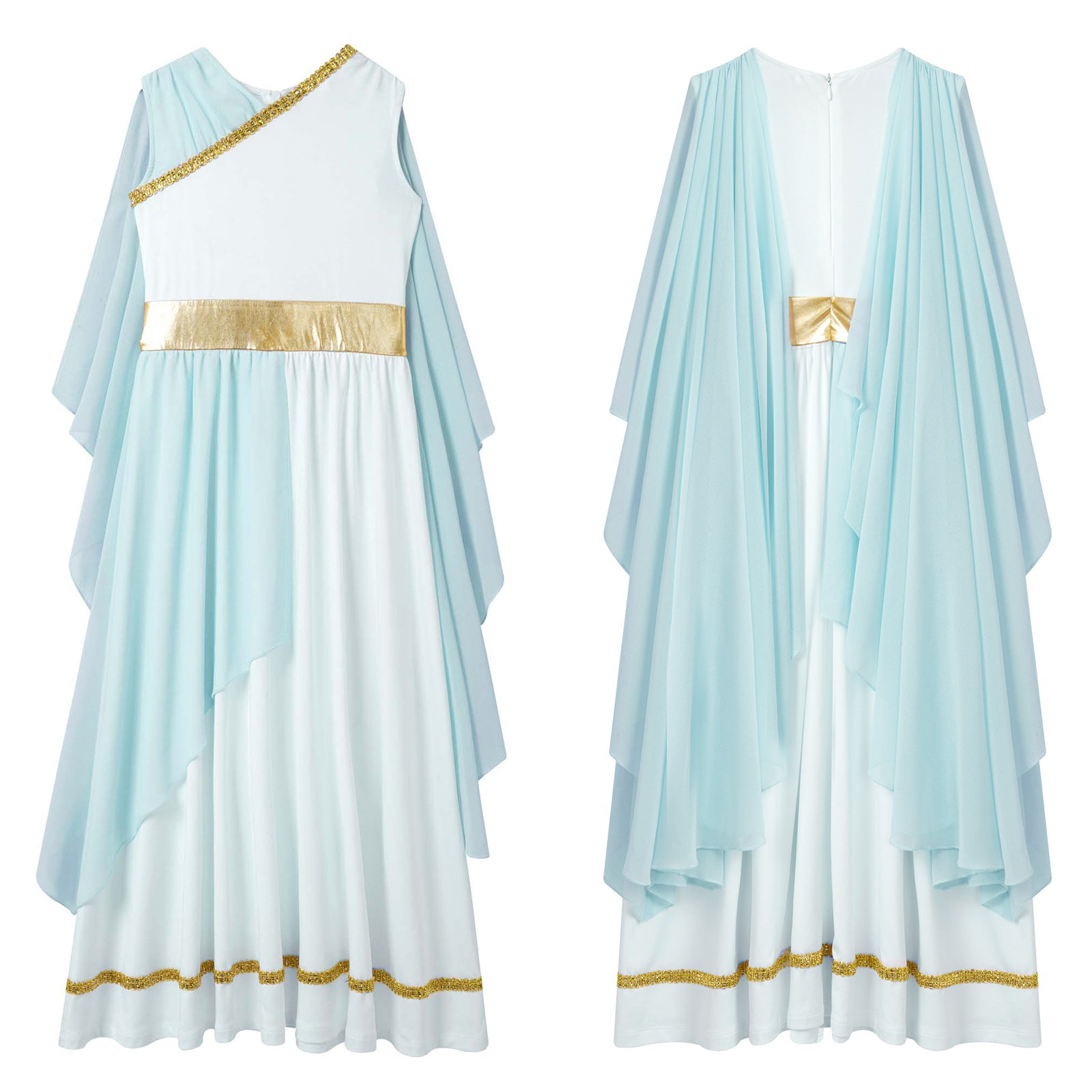 Kids Girls Ancient Greek Princess Toga Goddesses Costume Party Grecian Sleeveless Gown Dress Shawls Patchwork Flowy Tulle Dress