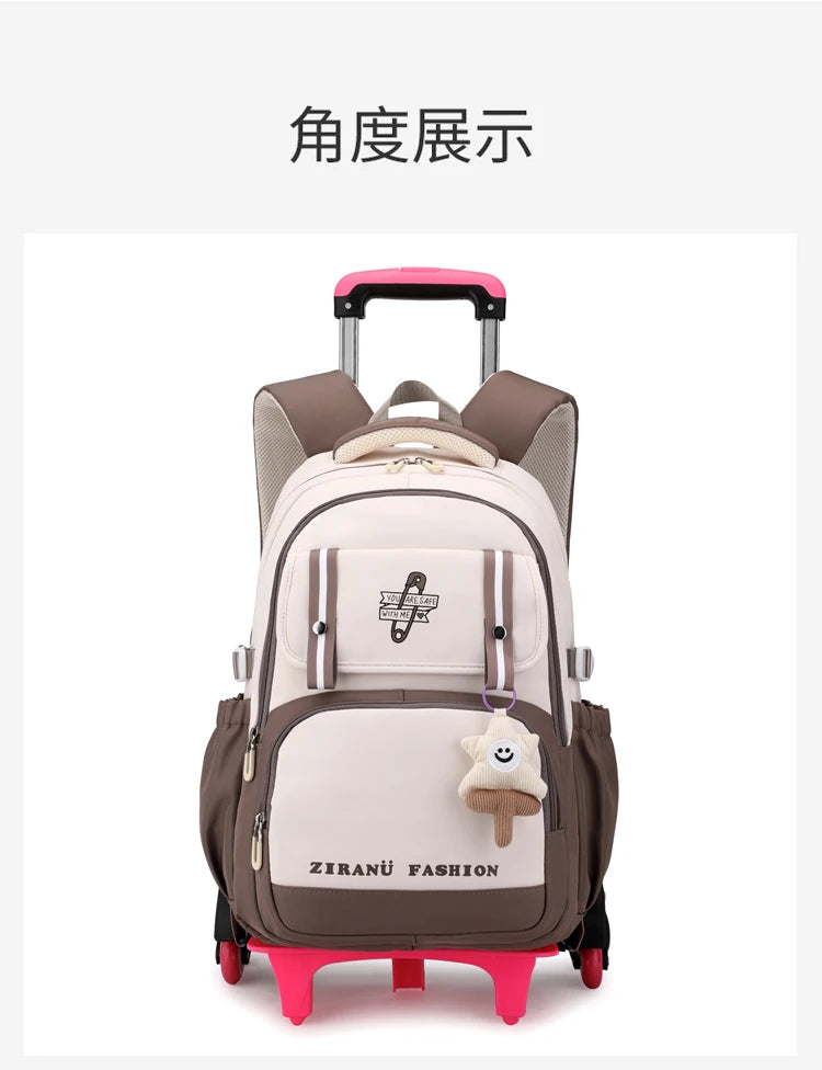 School Backpack with wheels Rolling Backpack for Girls Kids Student Wheeled Backpack Trolley School Bag Travel Trolley Luggage