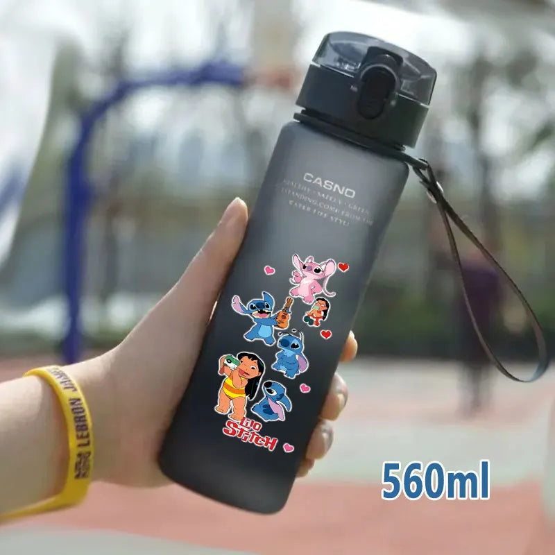 Lilo&Stitch 560/600/400ML Water Cup Children Portable Plastic Transparent Straw Stitch Outdoor Large Capacity Sport Water Bottle