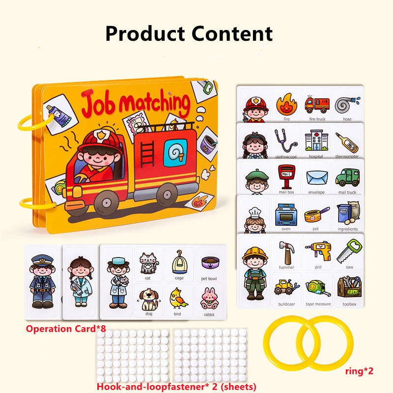 Montessori Educational Toys Toddler DIY Busy Book Job Matching Game Jobs Cognition Fine Motor Skill Activities Early Learning
