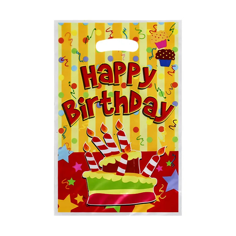 20pcs Printed Gift Bags Polka Dots Plastic Candy Bag Child Party Loot Bags Boy Girl Kids Birthday Party Favors Supplies Decor