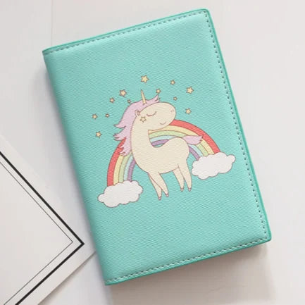 Cute Unicorn Girls Travel Abroad Passport Protection Set Waterproof  Passport Holder Card Wallet