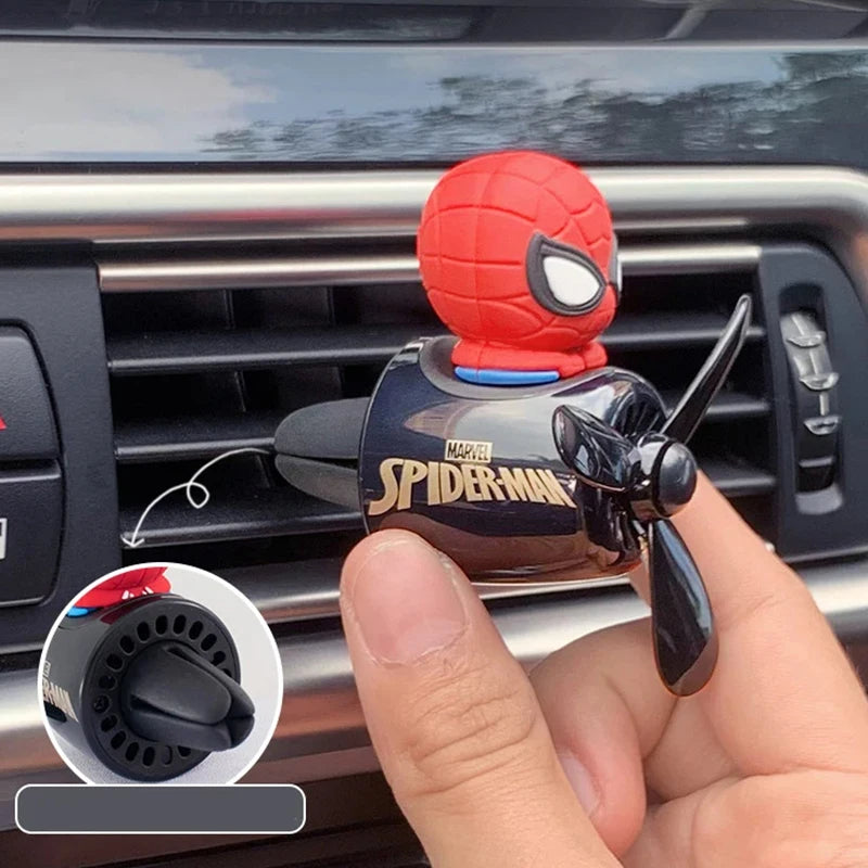 Anime Stitch Car Aromatherapy Accessory Kawaii Spider-Man Car Air Conditioning Port Decoration Rotating Propeller Toys Gifts