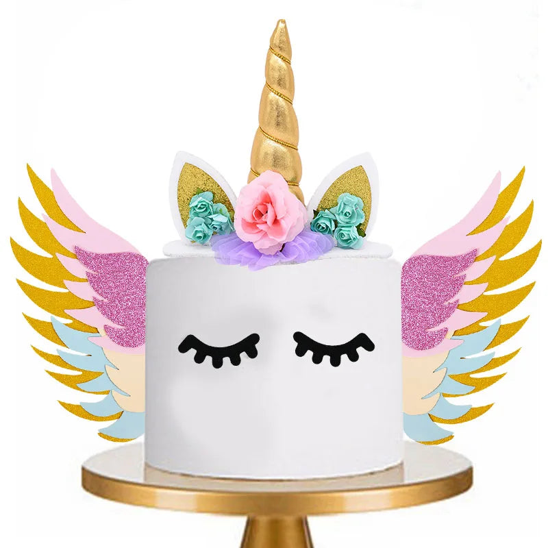 Rainbow Cake Toppers Baby Shower Girl 1st Birthday Party DIY Decoration Kid Cupcake Wrapper Wedding Unicorn Theme Party Supplies
