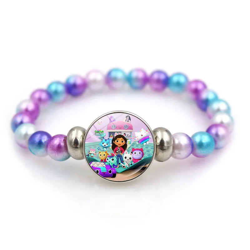 Gabby Dollhouse Bracelet Fashion Beaded Wristband Cartoon Anime Jewelry Accessories Kids Girls Boys Birthday Baby Shower Gifts