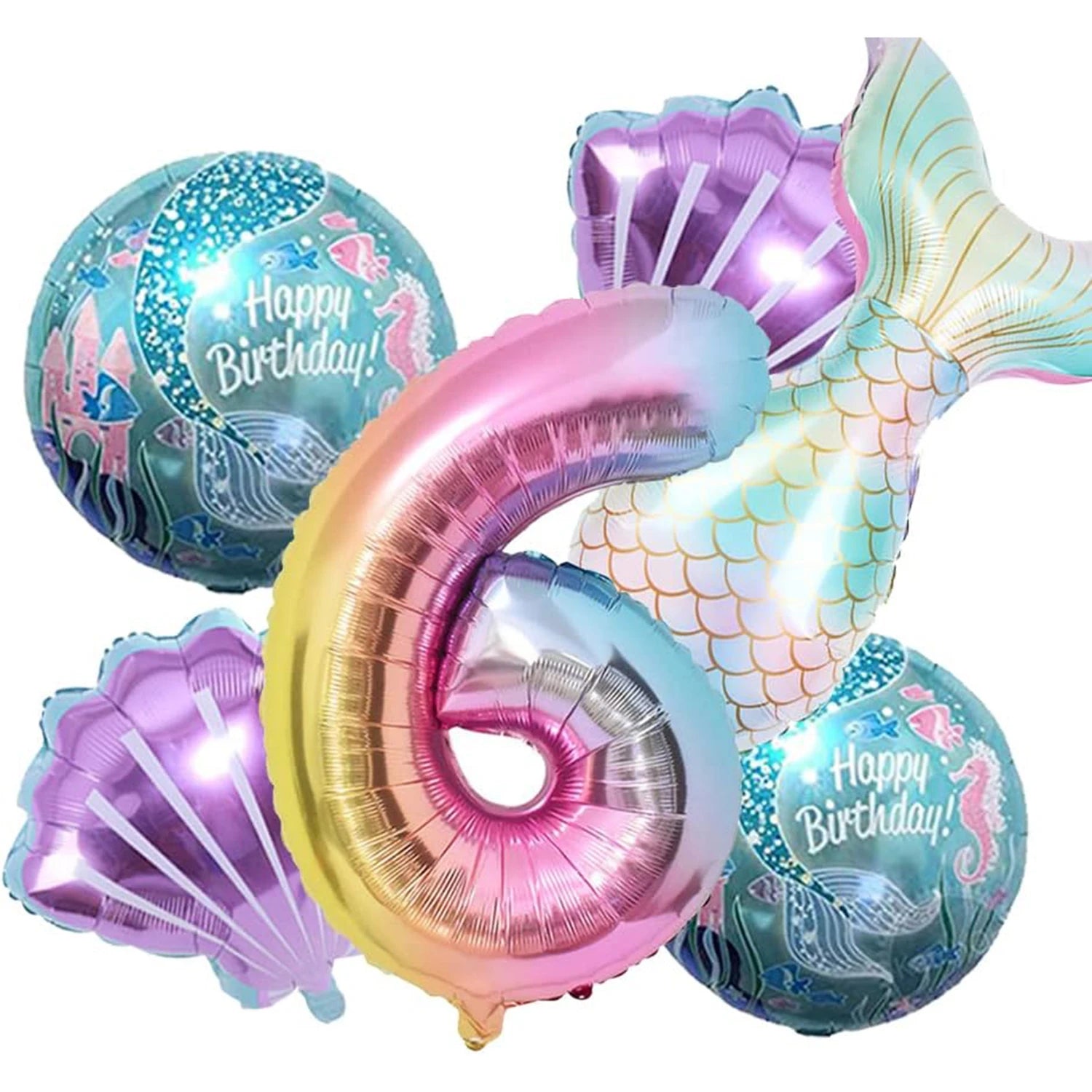 Mermaid Balloon 32 inch Digital Aluminum Foil Balloon Children's Birthday Party Decoration Baby Shower Decoration