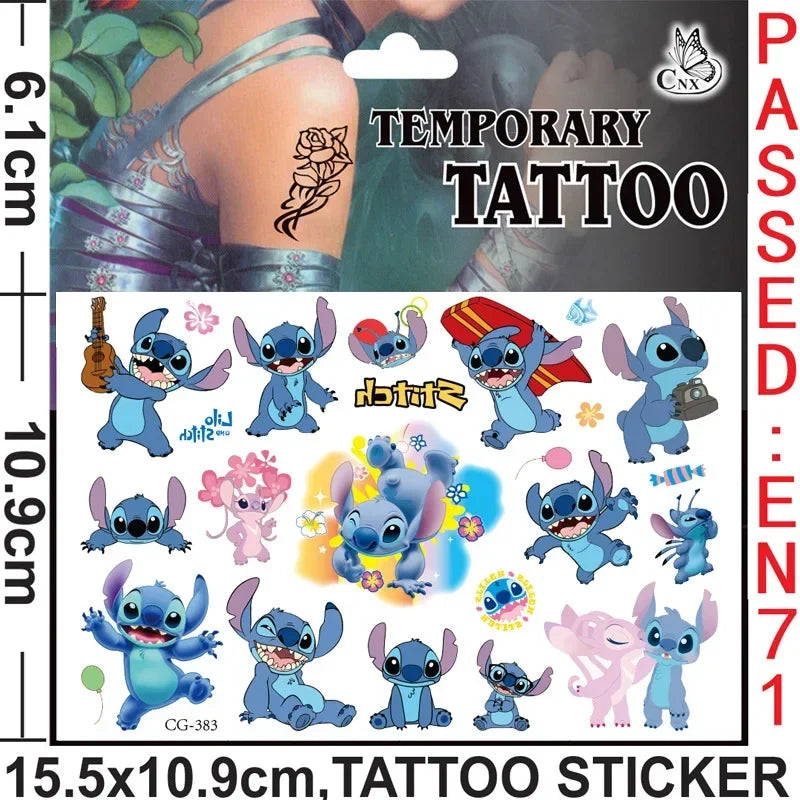 New Kawaii Lilo & Stitch Anime Tattoo Stickers - DIY Decals for Birthday Party Decor, Perfect as Cartoon Children's Toy Gifts