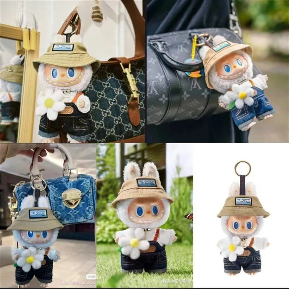 Labubu The Monsters Fall In Wild Series Plush Vinyl Doll Backpack Pendant Decoration Keychain Denim Labubu Fans Collect Gifts