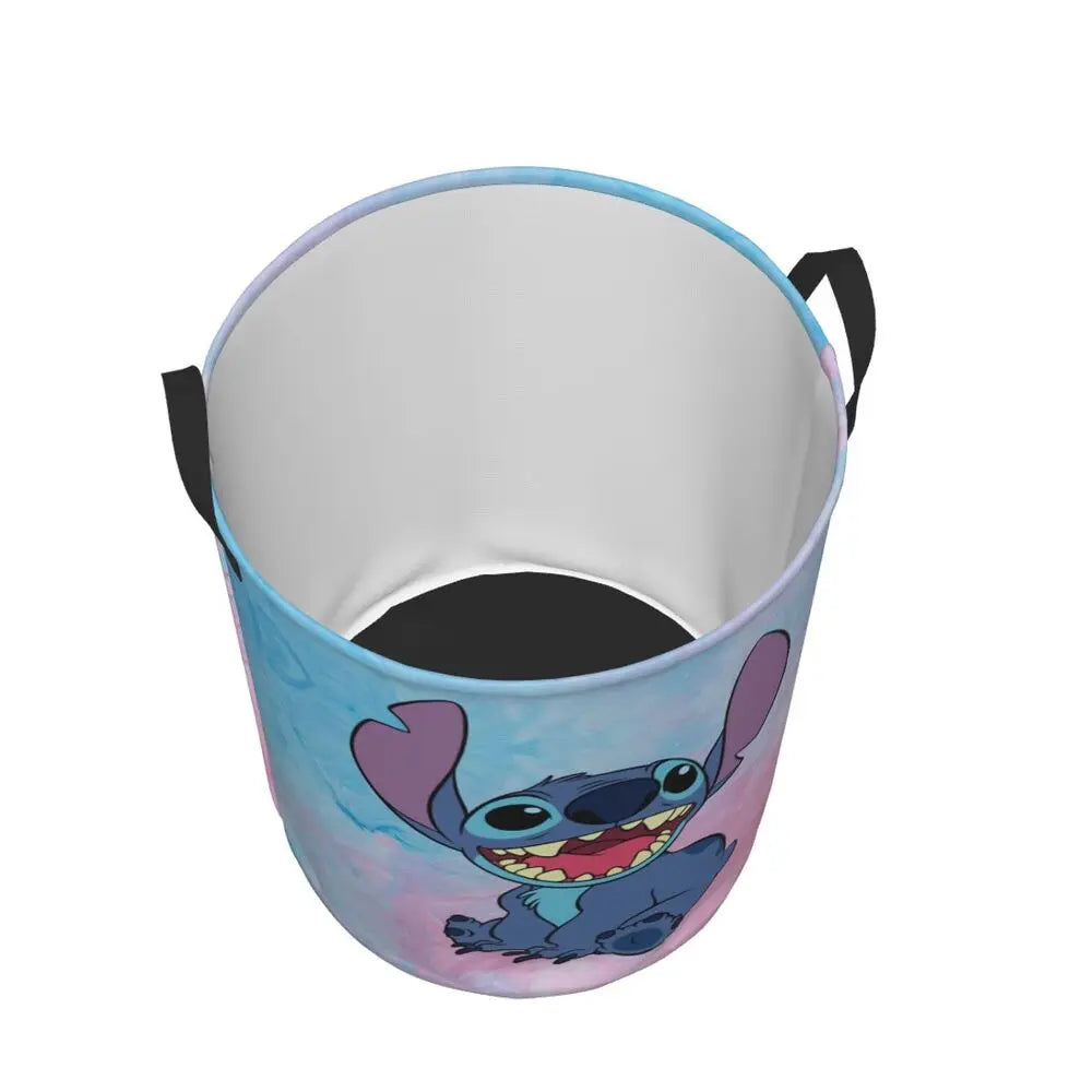 Customized SLilo And Stitch Cartoon Laundry Hamper Large Storage Basket Anime Kids Nursery Toy Organizer