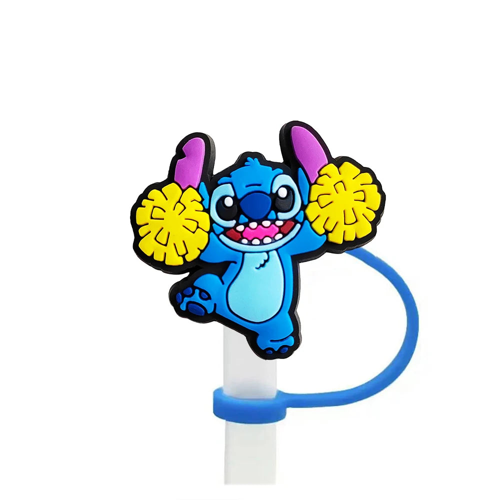 Cute Stitch Cartoon Silicone Straw Covers For Water Glass Bottle Drinking Dust Cap Straw Tips Cover Cup Accessories For 10mm